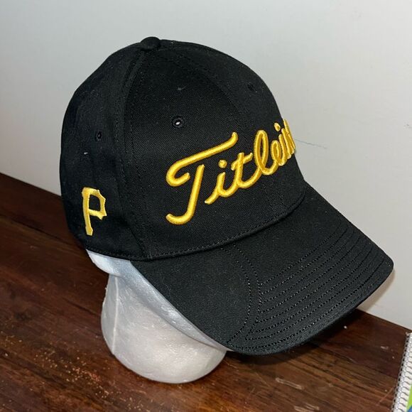 Pittsburgh Pirates Hat Cap Embroidered Black Golf Baseball Mens Sewn Titleist - Picture 1 of 5